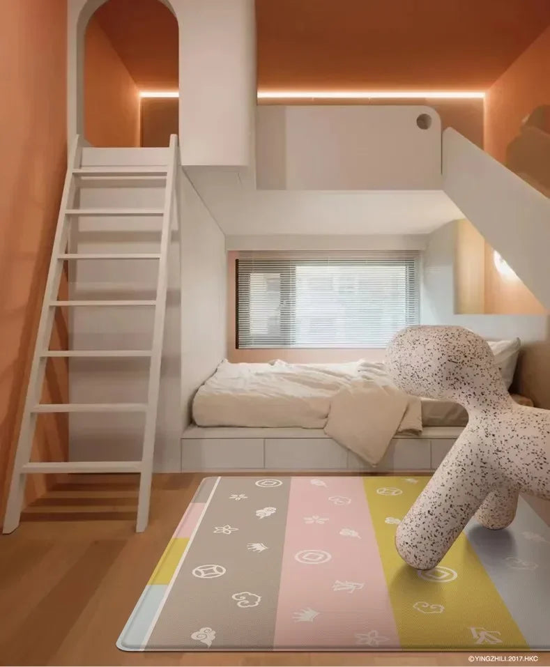 Foldable Portable Baby Play Mat Multi-Functional Baby Crawling Mat with Double-Sided Pattern, Easy Carry Travel Outdoor Camping