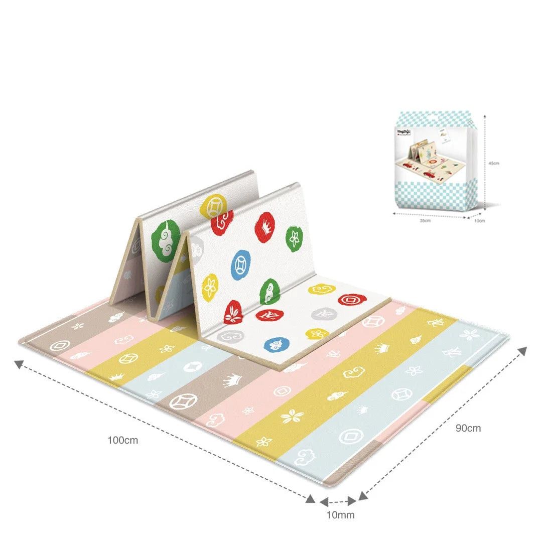 Foldable Portable Baby Play Mat Multi-Functional Baby Crawling Mat with Double-Sided Pattern, Easy Carry Travel Outdoor Camping