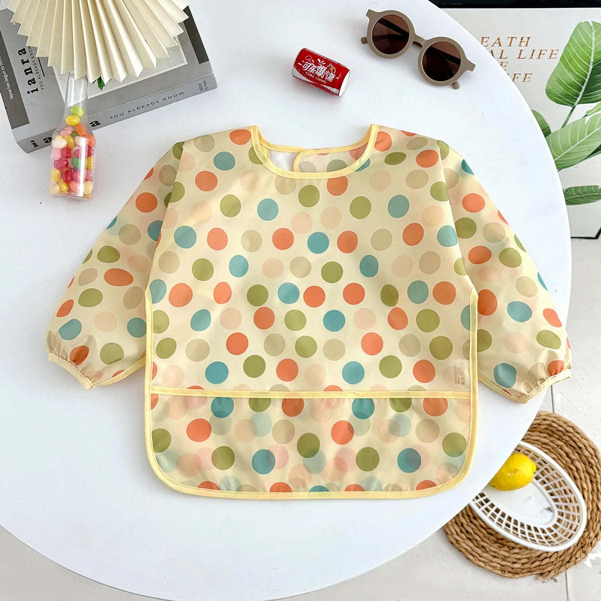 Newborn Baby Bibs Blouse Waterproof Long-sleeved Reverse Dressing Infant Eating Clothes Apron Bib Protective Clothing