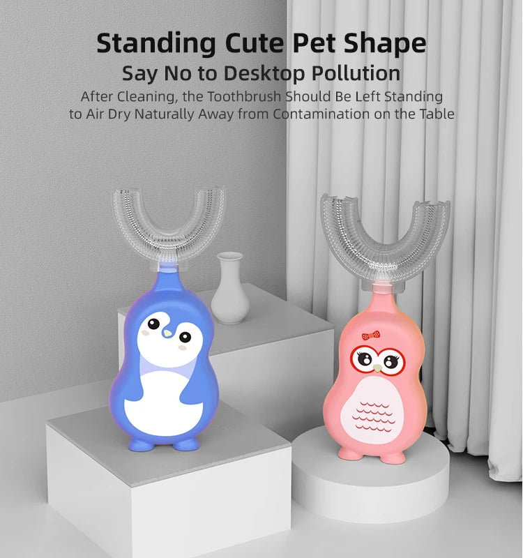 1/3 pcs U-shape Kids Toothbrush BPA Free 360-Degree Oral Cleaning Soft Silicone Brush Head for 2-6 years old baby