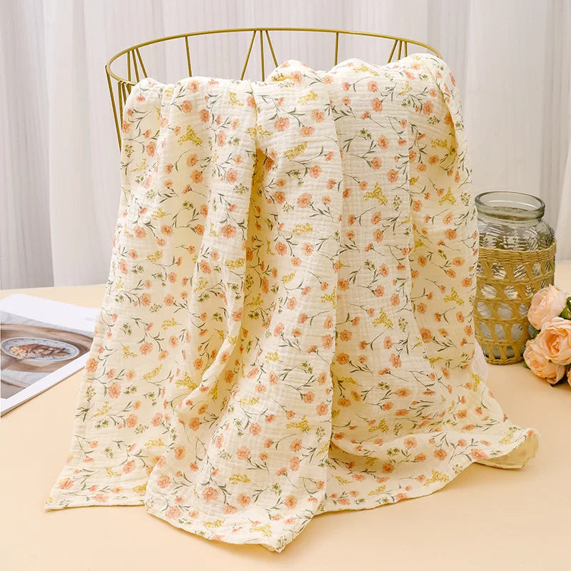 100% Cotton Print Breathable Baby Crib Sheet Kids Soft Bath Towel INS Muslin Receive Blanket For Newborn Summer Bedding Items