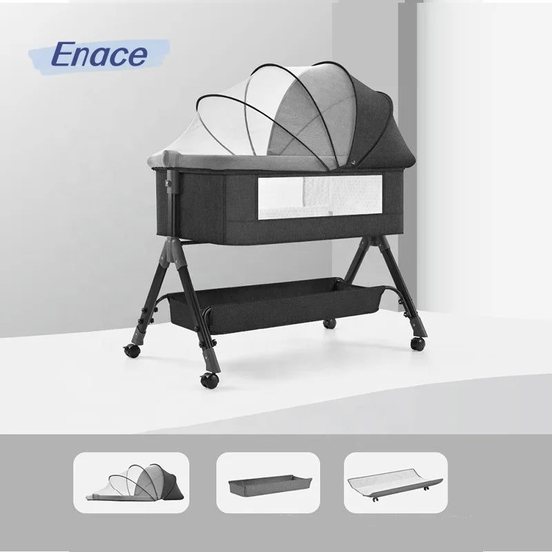 Custom Aluminum Multifunctional Folding Crib Bedside Bassinet Bedside Sleeper Portable Stroller