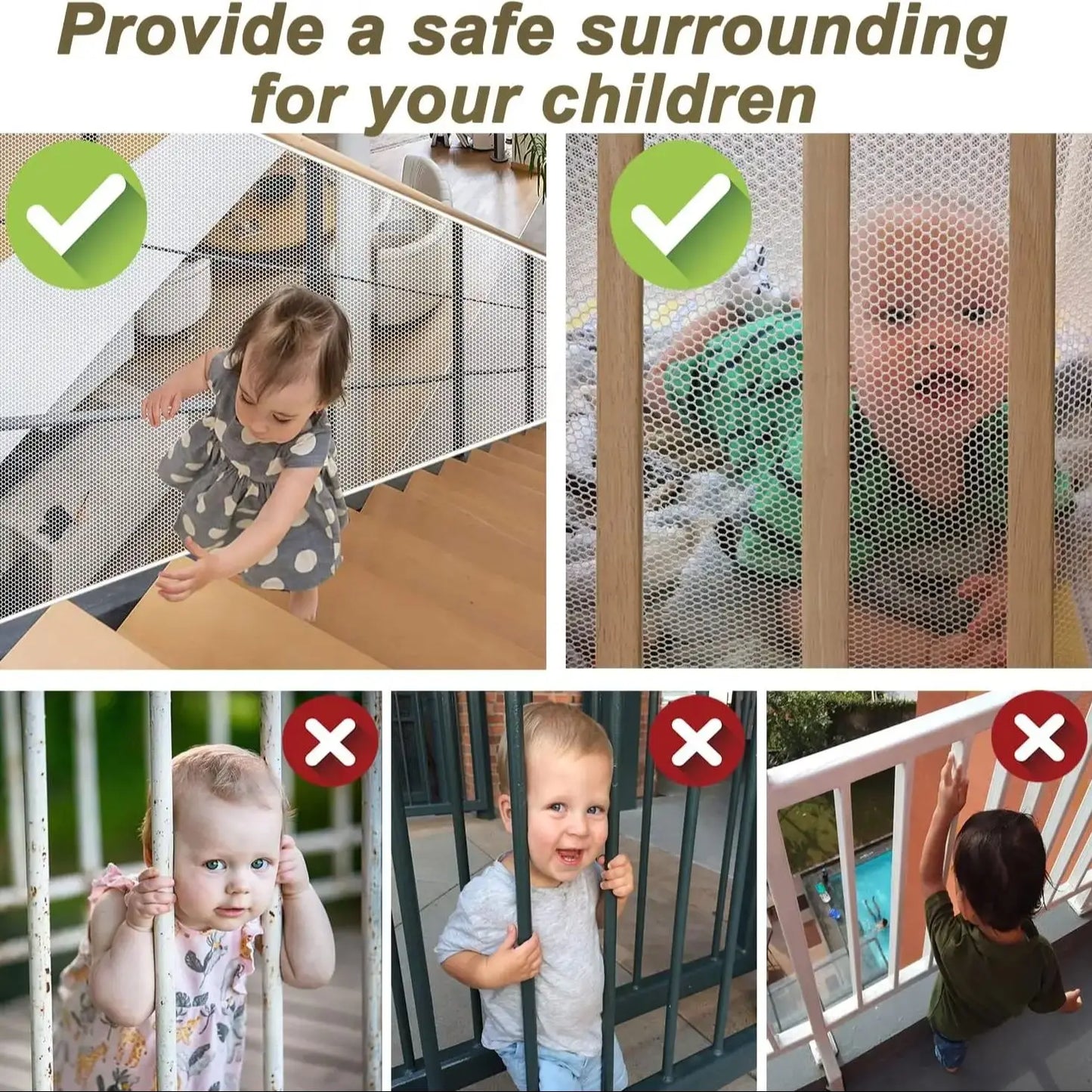 Child Safety Protective Net Multipurpose Durable Stair Balcony Banister Rail Guard Kids Stair Protection Safe Fine Mesh