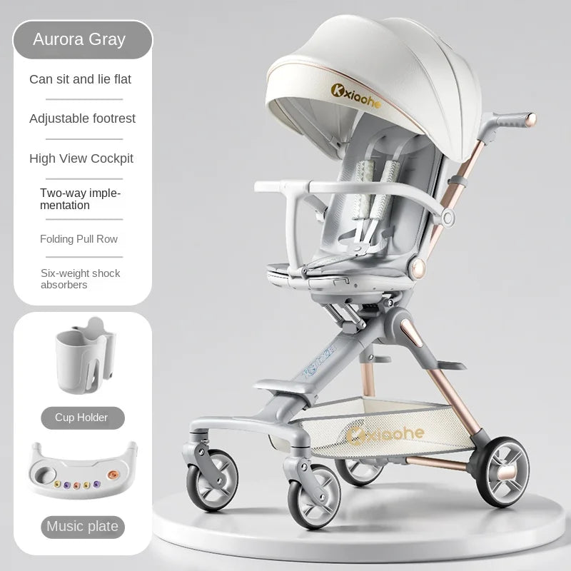 Baby Stroller Can Sit and Lie Down Foldable Lightweight Travel Two-way High Landscape Six Shock Absorption Comfortable Seat