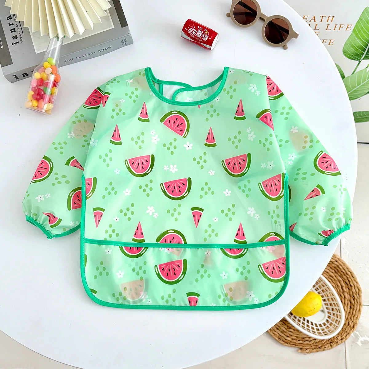 Newborn Baby Bibs Blouse Waterproof Long-sleeved Reverse Dressing Infant Eating Clothes Apron Bib Protective Clothing