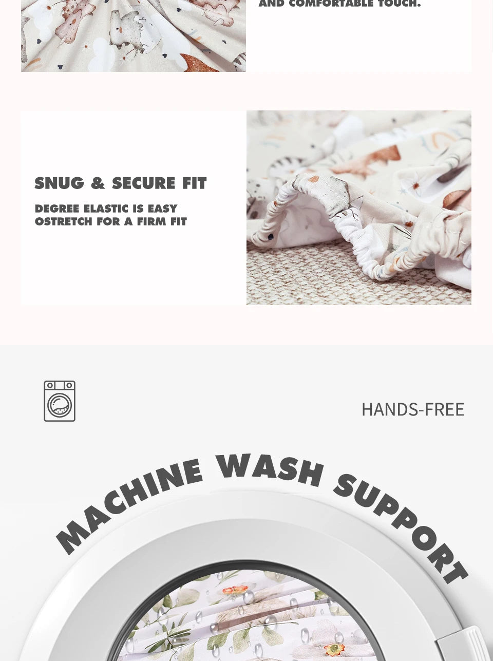 HappyFlute New One Piece Cartoon Print 70*130CM Elastic Band Design Skin-friendly&Breathable Baby Bed Sheet