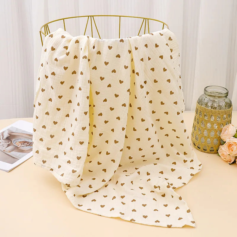 100% Cotton Print Breathable Baby Crib Sheet Kids Soft Bath Towel INS Muslin Receive Blanket For Newborn Summer Bedding Items