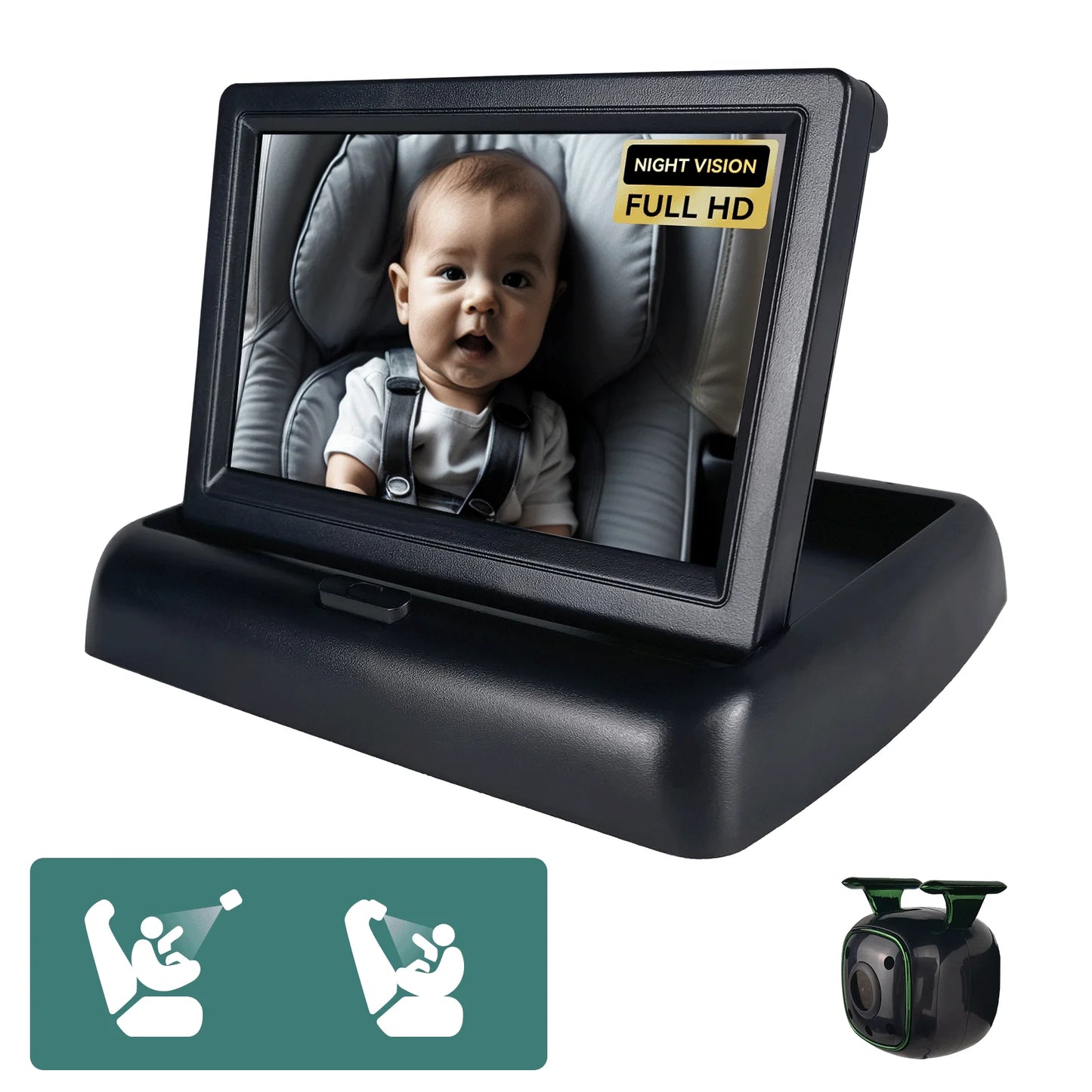 Baby Car Camera 1080P Video Recording and with IR Night Vision HD Night Vision, Support Front and Rear Car Camera