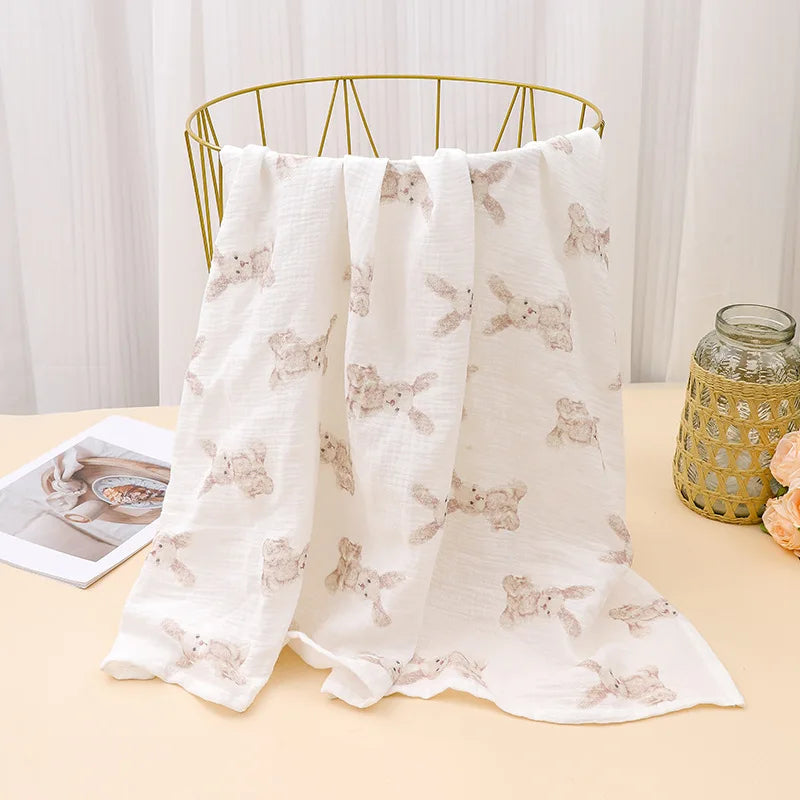 100% Cotton Print Breathable Baby Crib Sheet Kids Soft Bath Towel INS Muslin Receive Blanket For Newborn Summer Bedding Items