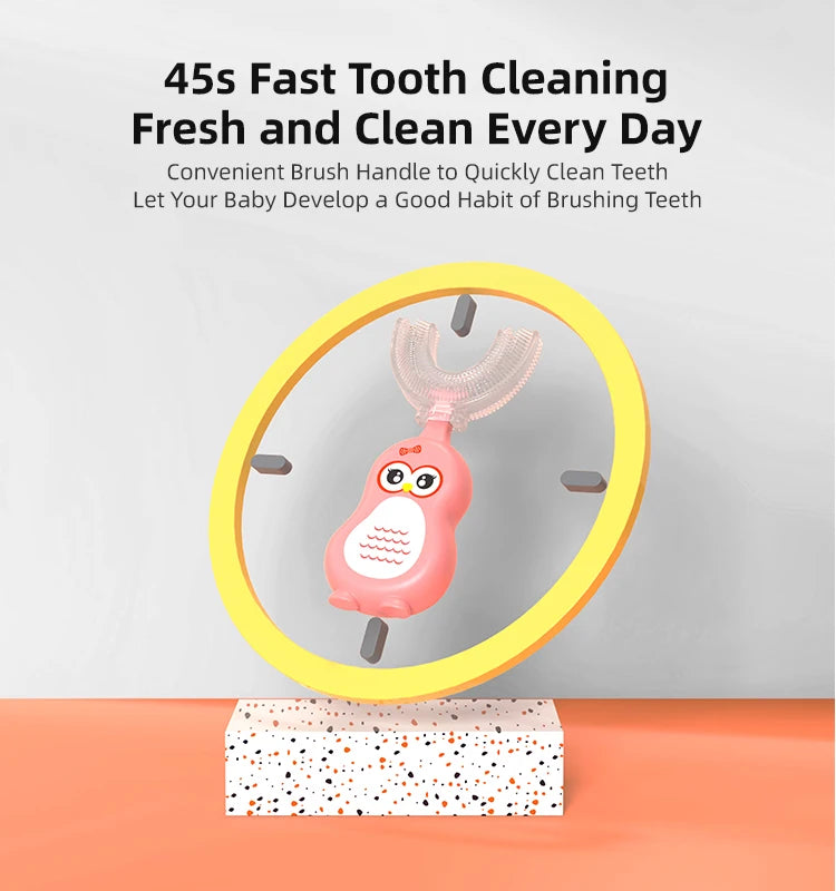 1/3 pcs U-shape Kids Toothbrush BPA Free 360-Degree Oral Cleaning Soft Silicone Brush Head for 2-6 years old baby