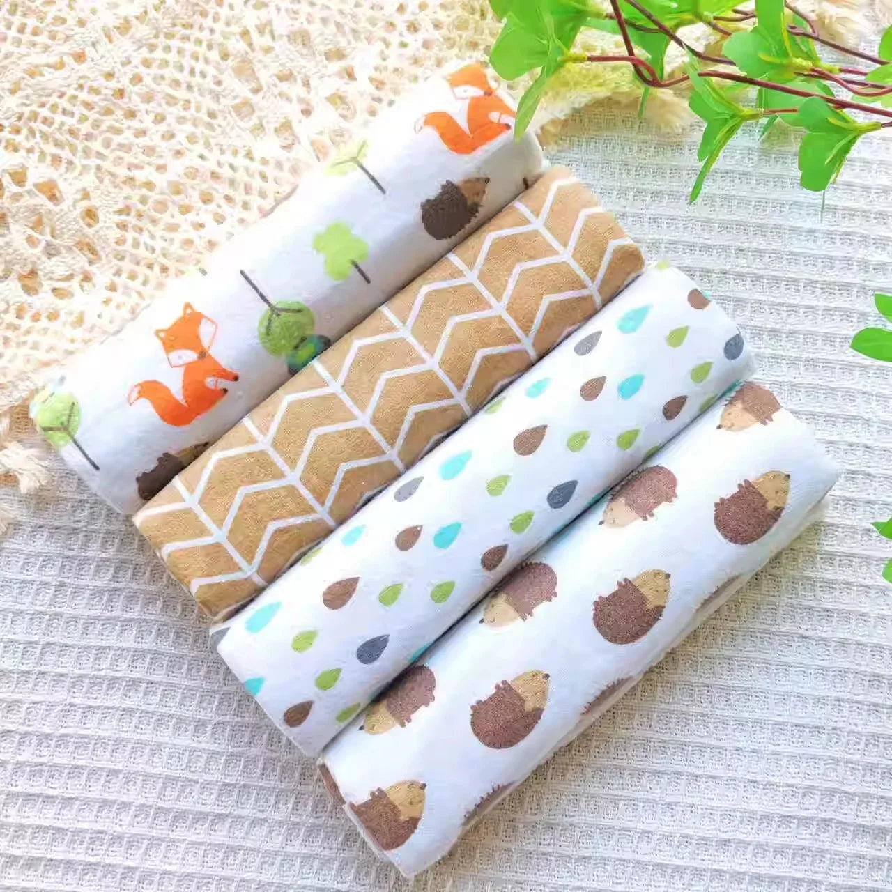 4pcs/pack Cotton Baby Bed Sheets Receiving Blanket Newborn Baby Bedsheet Supersoft Blankets For Babies Colorful Swaddle Wrap