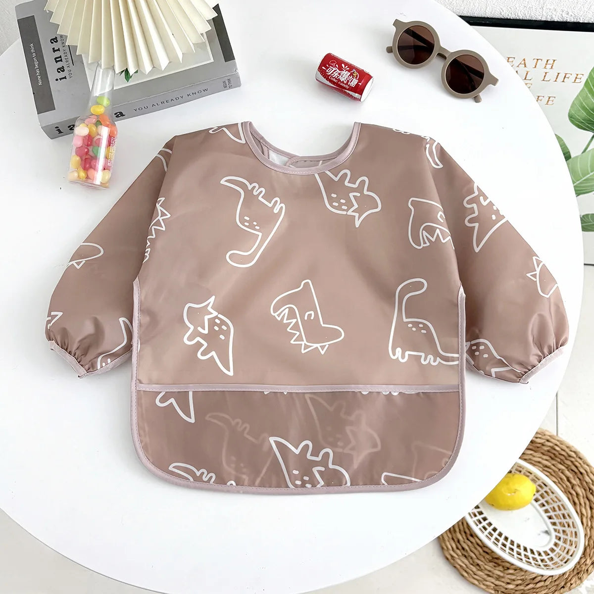 Newborn Baby Bibs Blouse Waterproof Long-sleeved Reverse Dressing Infant Eating Clothes Apron Bib Protective Clothing
