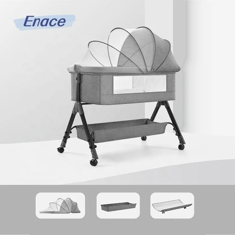 Custom Aluminum Multifunctional Folding Crib Bedside Bassinet Bedside Sleeper Portable Stroller