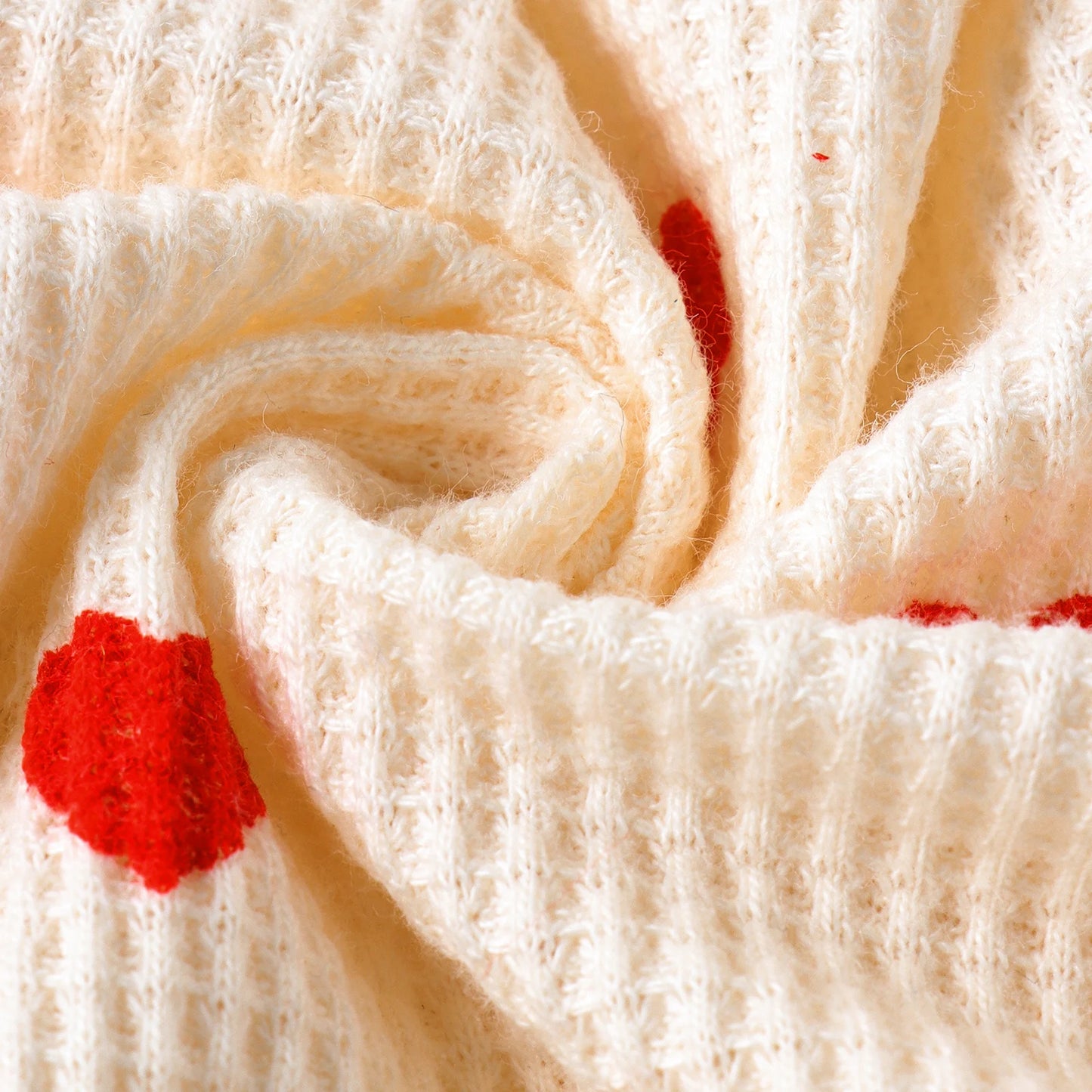 2PCS Autumn From 0 To June Newborn Baby Comfortable Cute Round-Neck Waffle Check Heart Zipper Long-Sleeved Footsuit