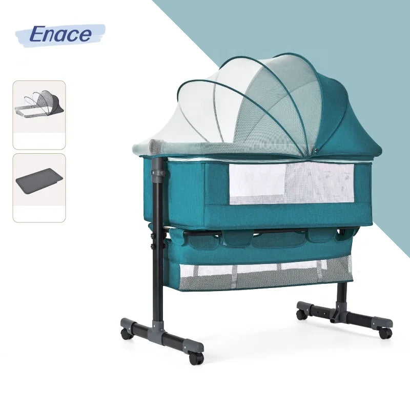 Custom Aluminum Multifunctional Folding Crib Bedside Bassinet Bedside Sleeper Portable Stroller