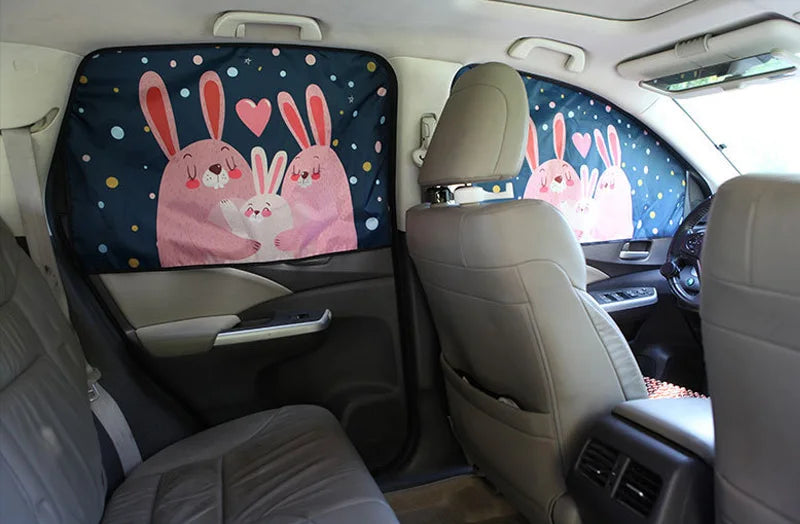 Magnetic UV Protect Curtain Side Window Sunshade Cover Universal Car Sun Shade Cover for Baby Kids Cute Cartoon Car Styling