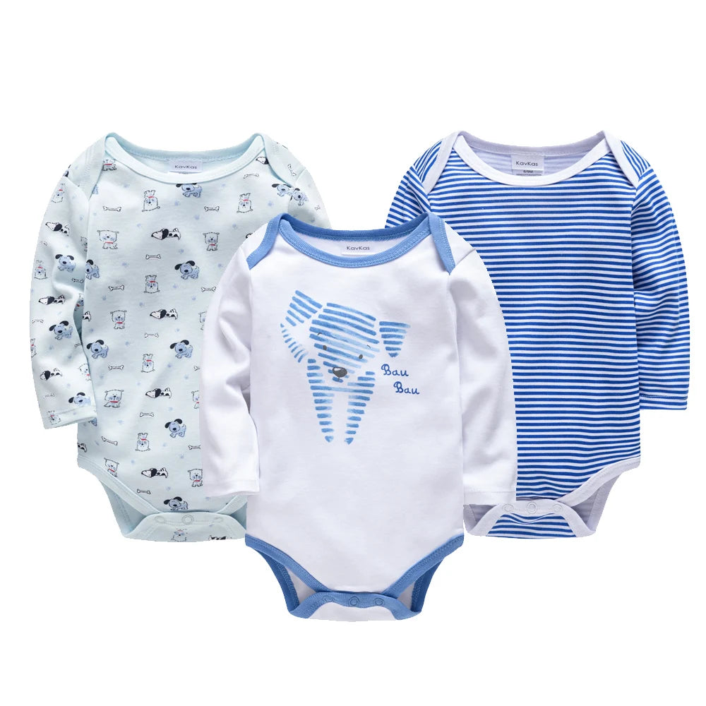 3 Pcs/Lot Newborn Baby Clothes Boys Cute Romper 100% Cotton Long Sleeve Bodysuit Baby Clothing Sets Gift Infant Jumpsuit 0-24M