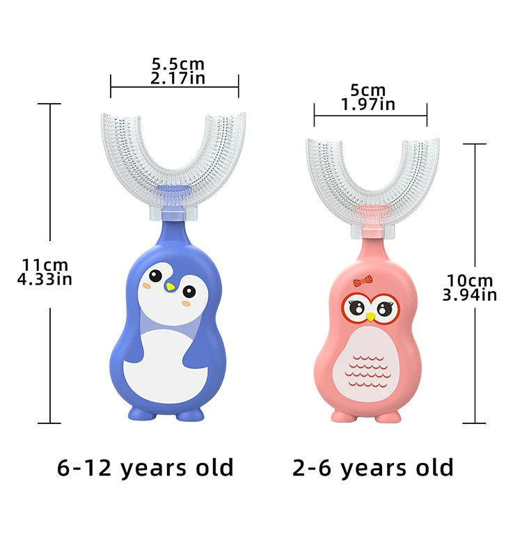 1/3 pcs U-shape Kids Toothbrush BPA Free 360-Degree Oral Cleaning Soft Silicone Brush Head for 2-6 years old baby