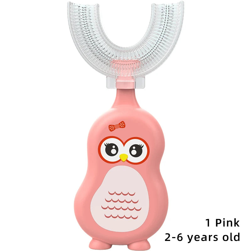 1/3 pcs U-shape Kids Toothbrush BPA Free 360-Degree Oral Cleaning Soft Silicone Brush Head for 2-6 years old baby