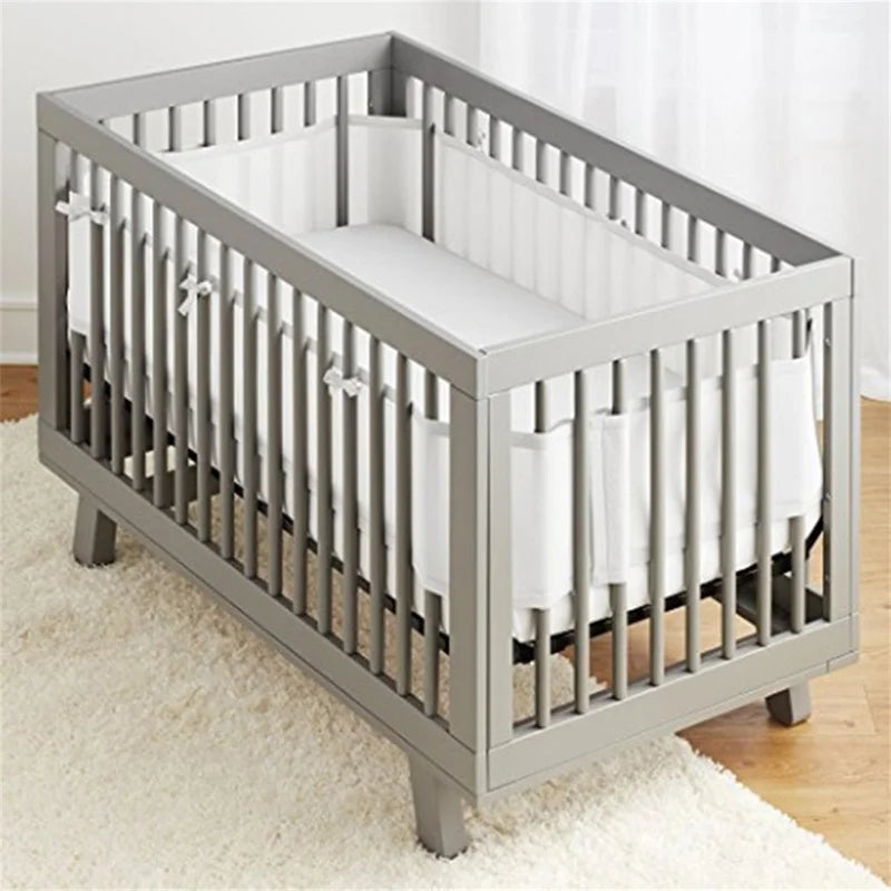 Mesh Crib Soild Color Breathable Bed Crib Bumper Liner For Standard Baby Crib Full-Size Wieg Ademend Mesh Bed Bumper