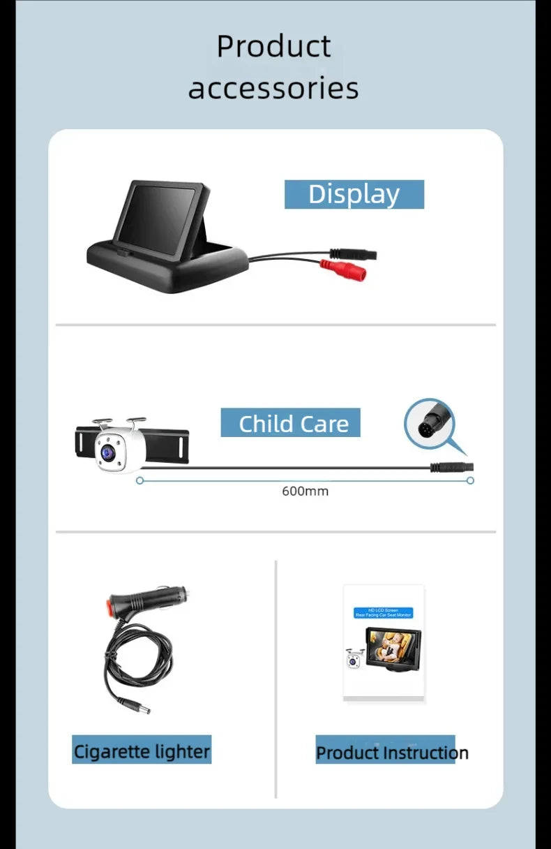 Baby Car Camera 1080P Video Recording and with IR Night Vision HD Night Vision, Support Front and Rear Car Camera