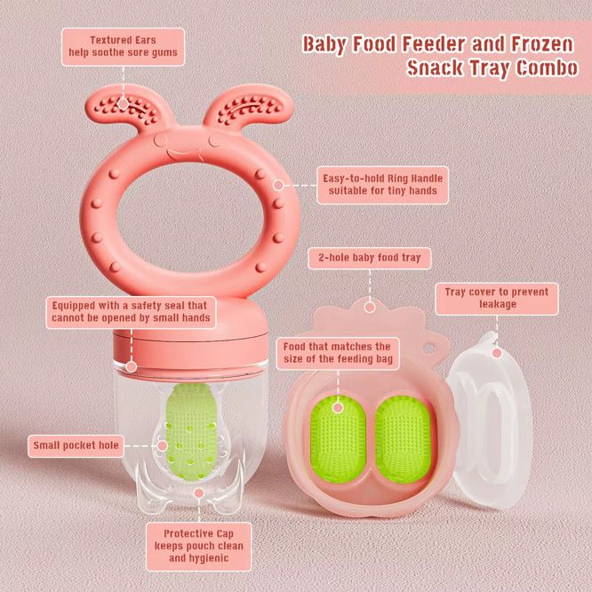 Baby Fruit Food Feeder and Mini Frozen Snack Tray Combo