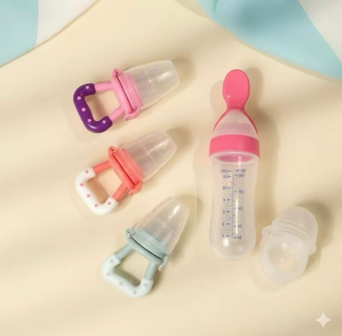 Silicone Baby Food Feeder & Pacifier Set for Teething Relief and Solids Introduction