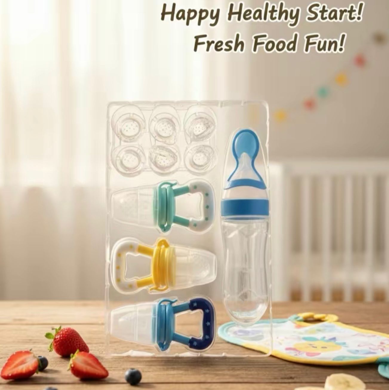 Silicone Baby Food Feeder & Pacifier Set for Teething Relief and Solids Introduction