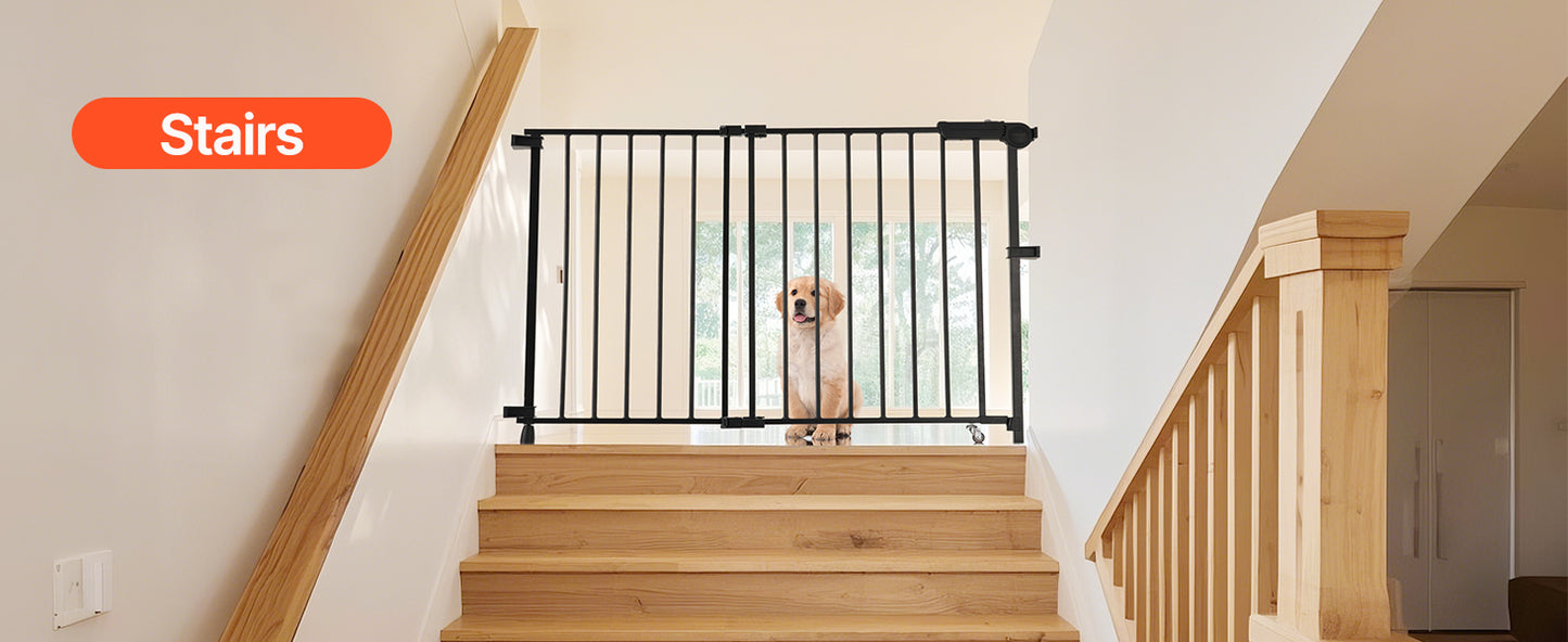 VEVOR Baby Gate 29.5-43 Inches Adjustable Width 28 Inches High Dog Gate No Threshold Bar Easy Step Walk for Child Pet Security