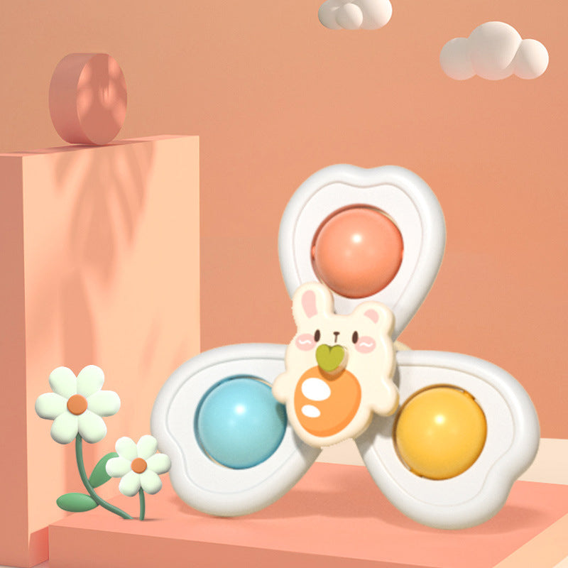 3 in 1 Suction Cups Spinning Top Toy For Baby Game Infant Teether Relief Stress Educational Rotating Rattle Bath Toys For Kids